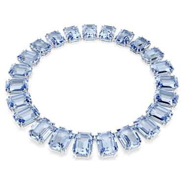 Millenia Tennis 項鏈, 超大Swarovski水晶, 八角形切割, 藍色, 鍍白金色 - Swarovski, 5609703