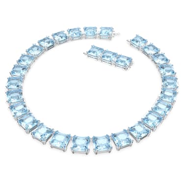 Millenia Halskette, Kissenschliff, Blau, Rhodiniert - Swarovski, 5609704