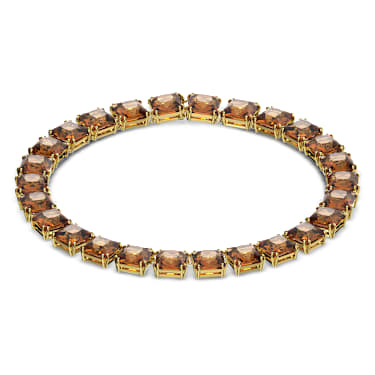 Millenia 项链, 方形切割, 咖啡色, 镀金色调 - Swarovski, 5609705