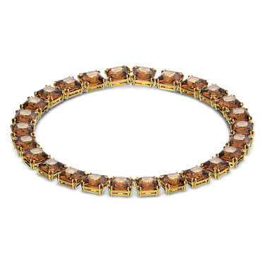 Millenia Halskette, Kissenschliff, Braun, Goldlegierungsschicht - Swarovski, 5609705