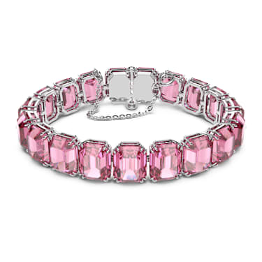 Matrix Tennis Armband, Oktagon-Schliff, Rosa, Rhodiniert - Swarovski, 5610363
