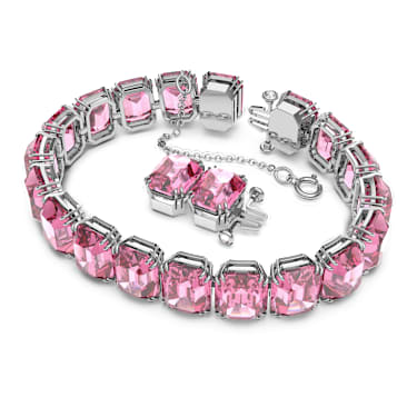 Matrix Tennis Armband, Oktagon-Schliff, Rosa, Rhodiniert - Swarovski, 5610363