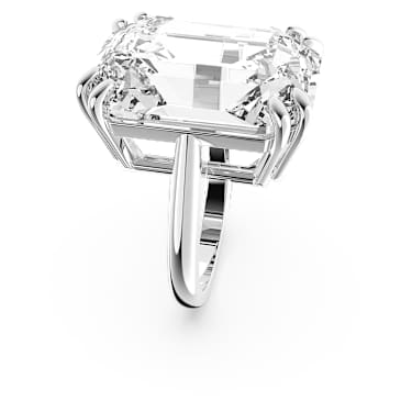 Mesmera 個性戒指, 八角形切割, 白色, 鍍白金色 - Swarovski, 5610382