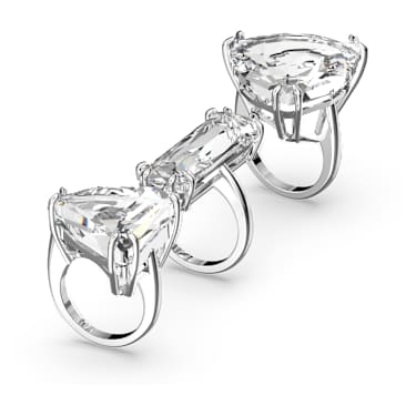 Mesmera cocktail ring, Set (3), Mixed cuts, White, Rhodium plated - Swarovski, 5610385
