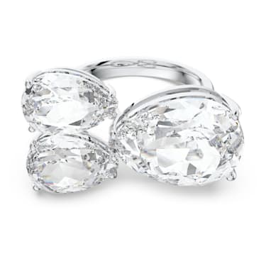 Millenia ring, Pear-slijpvorm, Wit, Rodium toplaag - Swarovski, 5610394