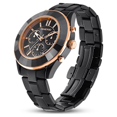 Ρολόι Octea Lux Sport, Eλβετικής κατασκευής, Μεταλλικό μπρασελέ, Μαύρο, Μαύρο φινίρισμα - Swarovski, 5610472