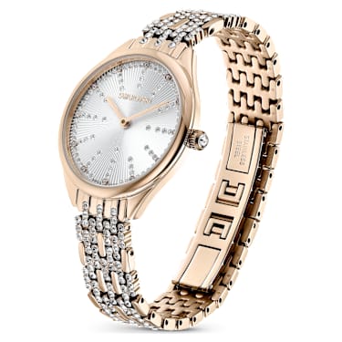 Attract watch, Swiss Made, Pavé, Crystal bracelet, Gold tone, Champagne gold-tone finish - Swarovski, 5610484