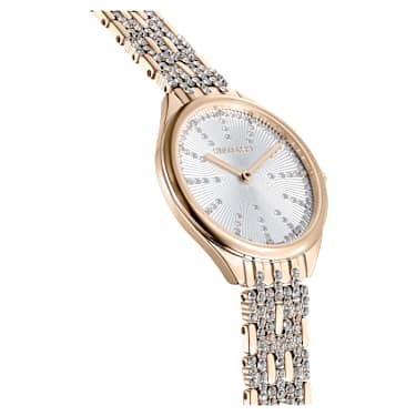 Attract watch, Swiss Made, Pavé, Crystal bracelet, Gold tone, Champagne gold-tone finish - Swarovski, 5610484