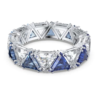 Ortyx cocktail ring, Triangle cut, Blue, Rhodium plated - Swarovski, 5610732