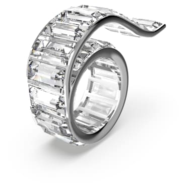 Matrix 戒指, 長方形切割, 白色, 鍍白金色 - Swarovski, 5610739