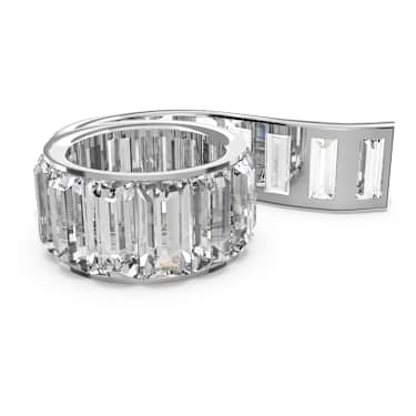 Matrix ring, Baguette cut, White, Rhodium plated - Swarovski, 5610739