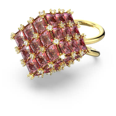 Curiosa cocktailring, Square slijpvorm, Oranje, Goudkleurige toplaag - Swarovski, 5610819