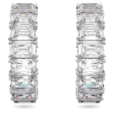 Pendientes de aro Millenia, Talla octogonal, Blancos, Baño de rodio - Swarovski, 5612673
