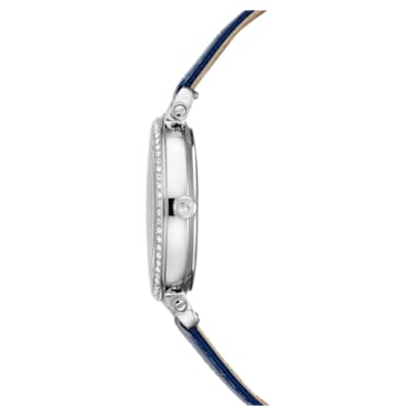 Passage Moon Phase watch, Swiss Made, Moon, Leather strap, Blue, Stainless steel - Swarovski, 5613320
