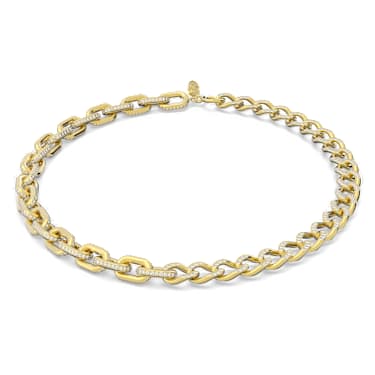 Dextera ネックレス, ミックスリンク, ホワイト, ゴールドトーン・プレーティング - Swarovski, 5613388