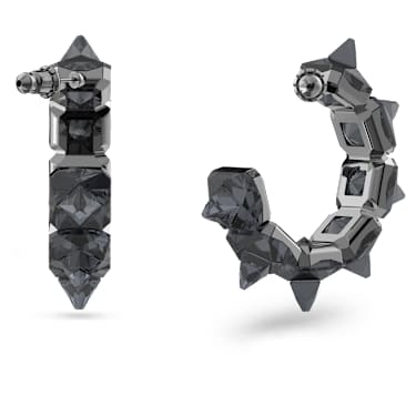 Matrix halka küpeler, Piramit kesim, Gri, Rutenyum kaplama - Swarovski, 5613681
