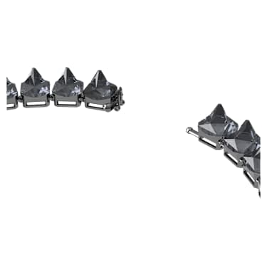 Matrix Tennis necklace, Pyramid cut, Gray, Ruthenium plated - Swarovski, 5613682