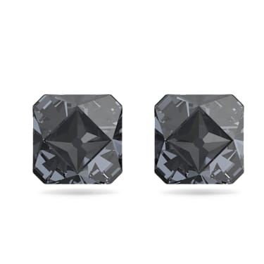 Pendientes de botón Matrix, Talla piramidal, Grises , Baño de rutenio - Swarovski, 5613723