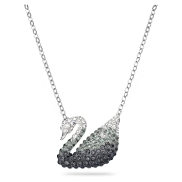 Swan pendant, Swan, Gray, Rhodium plated - Swarovski, 5614103