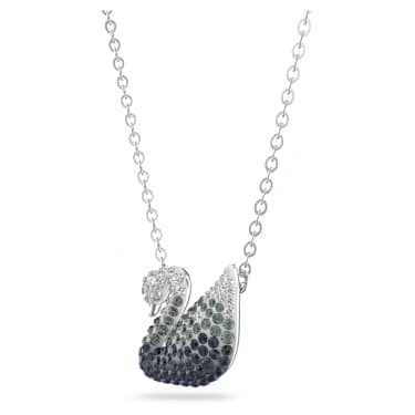 Swan pendant, Swan, Gray, Rhodium plated - Swarovski, 5614103