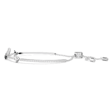 Swan bracelet, Swan, Black, Rhodium plated - Swarovski, 5614119
