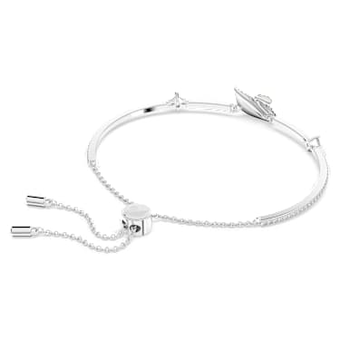 Swan bracelet, Swan, Black, Rhodium plated - Swarovski, 5614119
