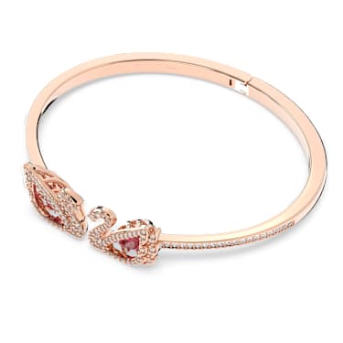 Swan 手鐲, 天鵝, 紅色, 鍍玫瑰金色調 - Swarovski, 5614121