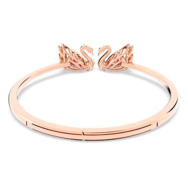 Swan bangle, Swan, Red, 18K rose gold finish | Swarovski