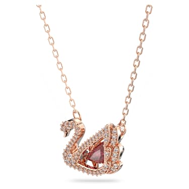 Swan pendant, Swan, Red, Rose gold-tone plated - Swarovski, 5614123