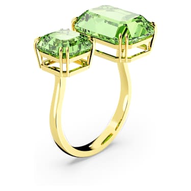 Odprt prstan Millenia, Osmerokotni rez, Zelen, PVD zlatega odtenka - Swarovski, 5614923