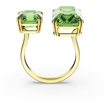 Odprt prstan Millenia, Osmerokotni rez, Zelen, PVD zlatega odtenka - Swarovski, 5614923