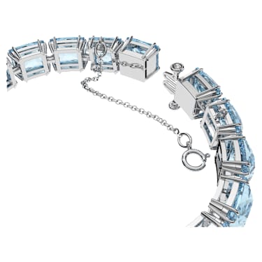 Millenia Tennis 手链, 方形切割, 中号, 蓝色, 镀铑 - Swarovski, 5614924