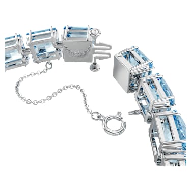 Millenia Tennis bileklik, Kare kesim, Orta, Mavi, Rodyum kaplama - Swarovski, 5614924