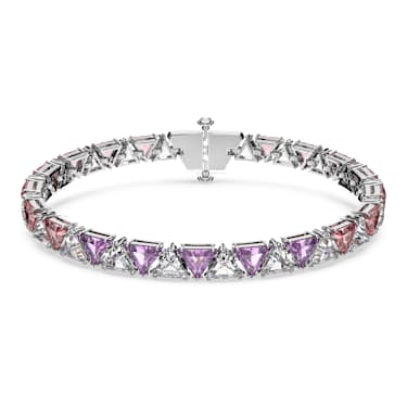Brățară Tennis Matrix, Tăietură triunghiulară, Roz, Placat cu rodiu - Swarovski, 5614928