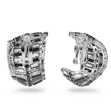 Hyperbola 클립 이어링, 믹스 컷, 블랙, 로듐 플래팅 - Swarovski, 5615324