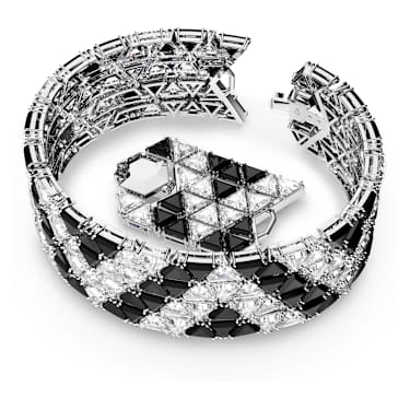 Brățară Matrix, Tăietură triunghiulară, Negru, Placat cu rodiu - Swarovski, 5615325