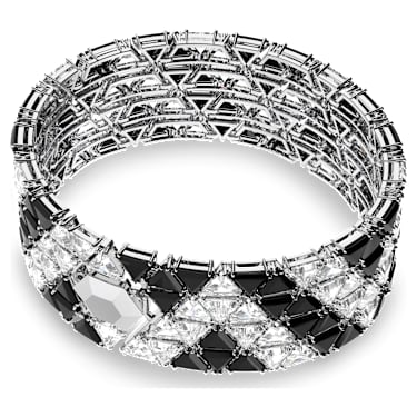 Brățară Matrix, Tăietură triunghiulară, Negru, Placat cu rodiu - Swarovski, 5615325