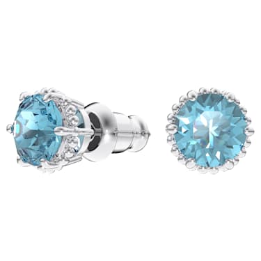 Clous d'oreilles Birthstone, Taille ronde, Mars, Bleues, Métal rhodié - Swarovski, 5615512