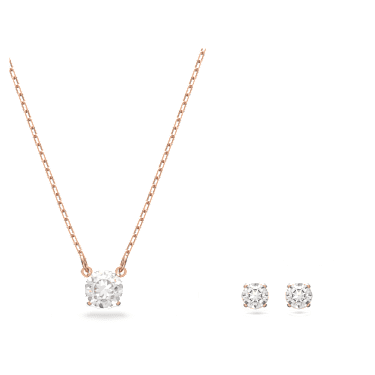 Stilla Attract set, Round cut, White, Rose gold-tone plated - Swarovski, 5616233
