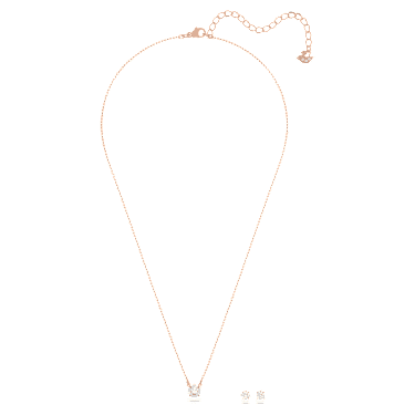 Stilla Attract set, Round cut, White, Rose gold-tone plated - Swarovski, 5616233