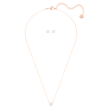 Stilla Attract set, Round cut, White, Rose gold-tone plated - Swarovski, 5616233