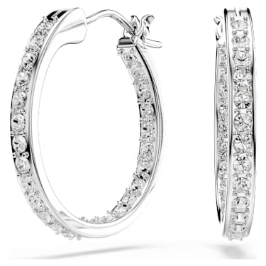 Sommerset hoop earrings, White, Rhodium plated - Swarovski, 5616262