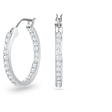 Sommerset halka küpeler, Beyaz, Rodyum kaplama - Swarovski, 5616262