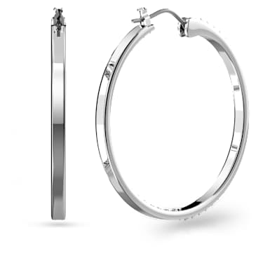 Anneaux d'oreilles Sommerset, Blanches, Métal rhodié - Swarovski, 5616262