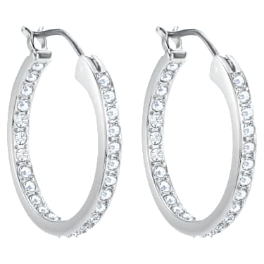 Obročasti uhani Sommerset, Beli, Prevleka iz rodija - Swarovski, 5616262