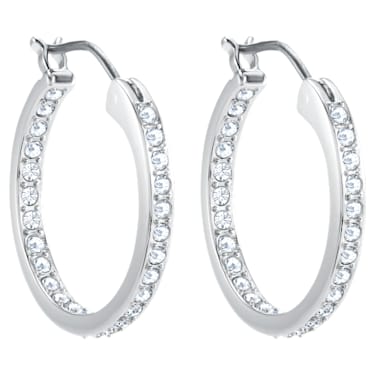Sommerset hoop earrings, White, Rhodium plated - Swarovski, 5616262