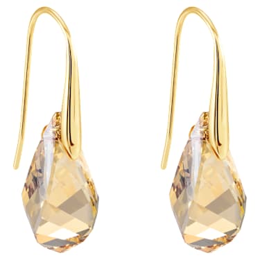 Energic drop earrings, Brown, 18K gold finish - Swarovski, 5616263