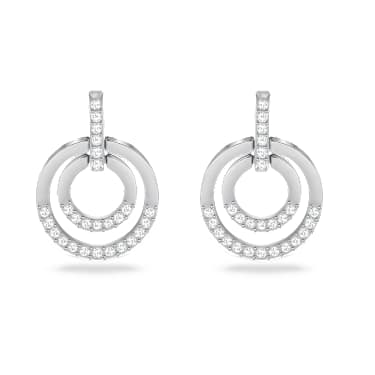 Circle Kreolen, Runde Form, Weiß, Rhodiniert - Swarovski, 5616265
