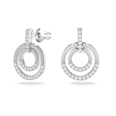 Circle Kreolen, Runde Form, Weiß, Rhodiniert - Swarovski, 5616265