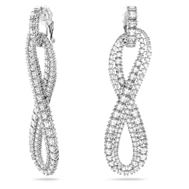 Hyperbola 夾式耳環, Infinity, 白色, 鍍白金色 - Swarovski, 5616586